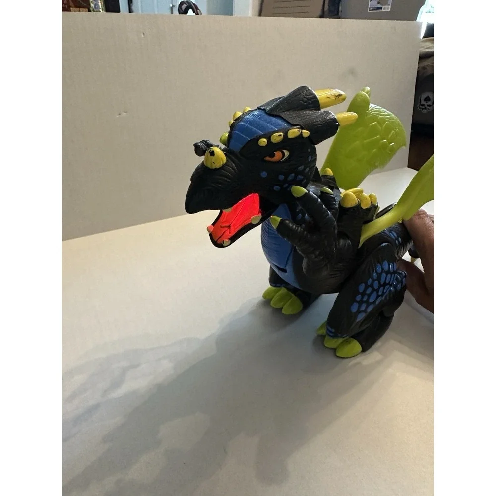 Mattel Roaring Dinosaur Trigger Action 2005 Blue Green Yellow - Picture 1 of 8
